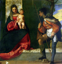 Giorgione, Święty Roch przed Matką Bożą z Dzieciątkiem, XVI w., Prado, Madryt