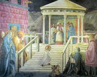Paolo Uccello, Ofiarowanie Maryi w Świątyni, 1435-1440 r., fresk w kaplicy Assunta katedry w Prato